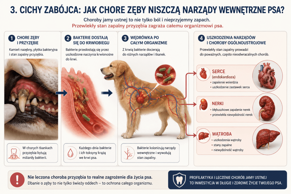 Jak chore zęby niszczą narządy wewnętrzne psa? Weterynarz Poznań Przychodnia Weterynaryjna Alcedo